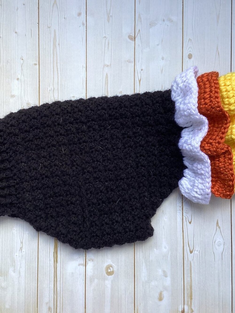 Handmade Crocheted Candy Corn Dog Dress (Size Small)